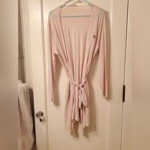 Pair VS Light Pink Short, Black Long Women's Robes with Tie Waist